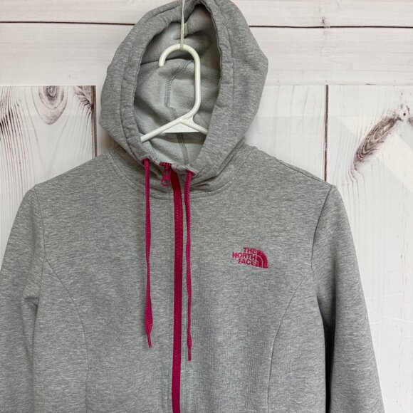 The North Face Full Zip Hoodie Women’s Large Gray Pink Logo EUC - Picture 2 of 10